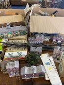 Two Large Boxes Containing a Quantity of Model Railway Station Kits, mostly built,