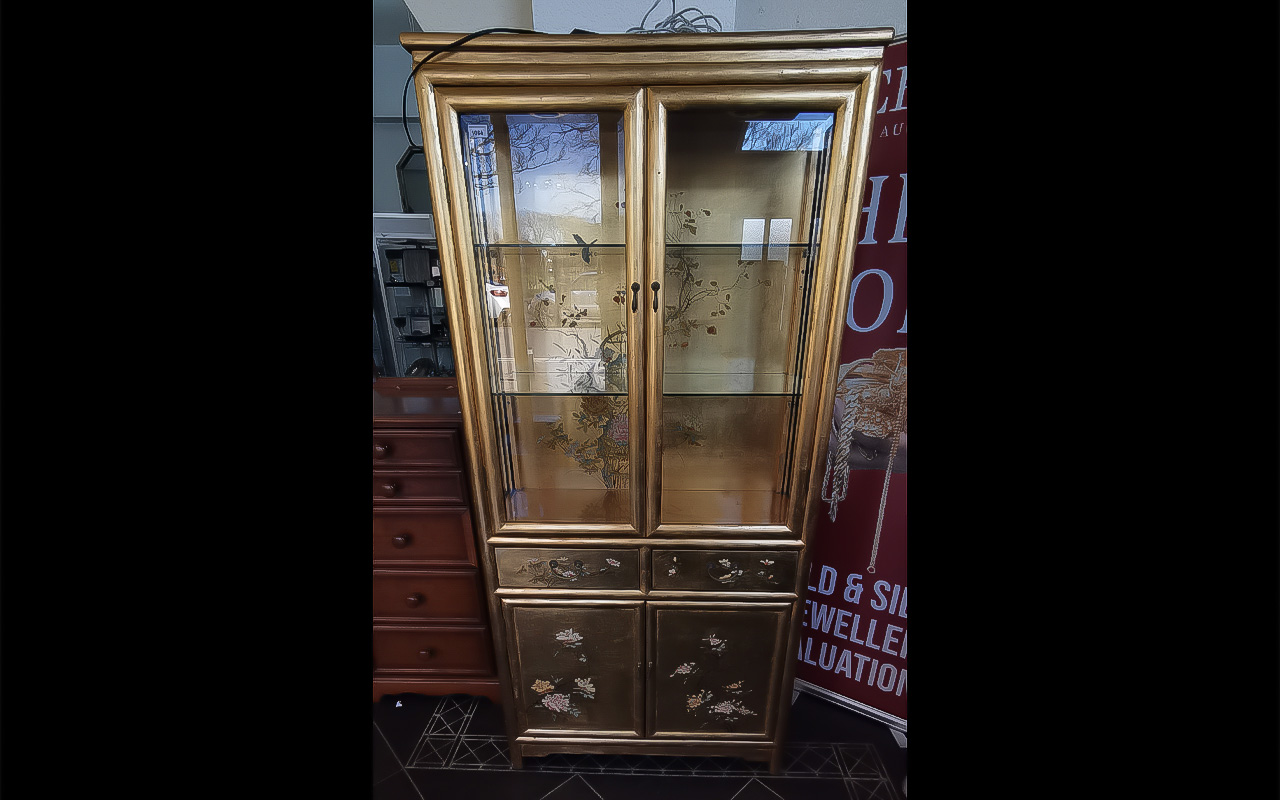 A Mid-Century Chinoiserie Decorated Display Cabinet,