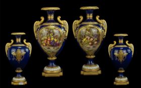 Royal Worcester- A Stunning Pair of Large and Impressive Signed and Handpainted Exhibition Vases -