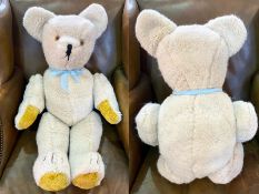 Antique Large Teddy Bear, over 100 years old, soft cream pile, moveable limbs, straw filled,