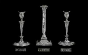 A Pair of Silver Candlesticks, hallmarked for London C 1898.