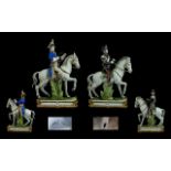 Capodimonte 'Tiche' Tosca Signed - Superior Quality Pair of Handpainted Porcelain Military Figures