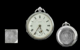 Express English Lever Sterling Silver Open Faced Pocket Watch. Hallmark Chester 1901, J.G.