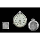 Express English Lever Sterling Silver Open Faced Pocket Watch. Hallmark Chester 1901, J.G.