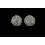 Pair of 9ct Gold Diamond Stud Earrings, pavee set clusters, fully hallmarked.