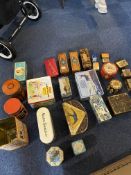 Box Containing a Quantity of Advertising Tins, various sizes and brands. Lots for sorting.