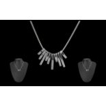 18ct White Gold Diamond Set Necklace, comprising ten white gold drops,