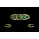 Antique Period Attractive 18ct Gold Five Stone Emerald Set Ring,
