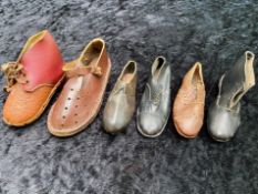 Antique Apprentice Miniature Shoes, various styles, hand made, leather.