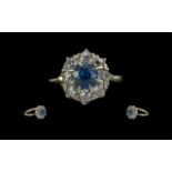 Antique Period Attractive 18ct Gold Sapphire and Diamond Set Dress Ring,