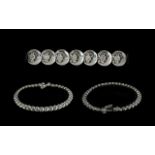 9ct White Gold Diamond Set Line Bracelet