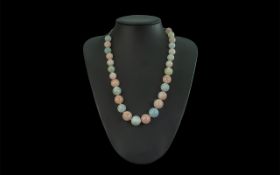 Aquamarine and Morganite Round Bead Neck