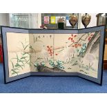 Four Panel Screen, depicting Cranes and