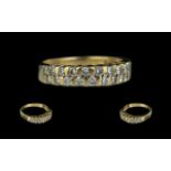 18ct Gold - Attractive Double Line Diamo