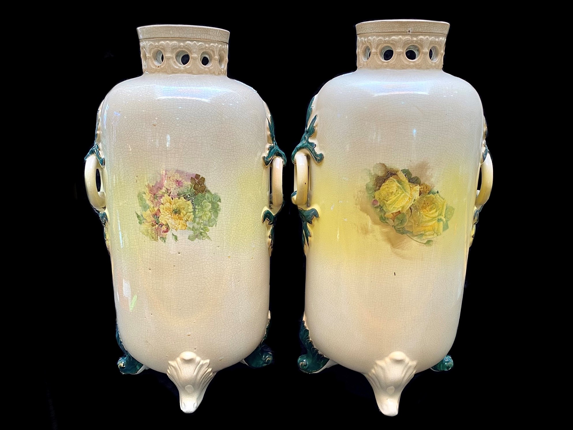 Pair of Staffordshire Decorative Vases, - Image 2 of 2