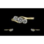 18ct Gold - Platinum 3 Stone Diamond Set