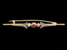 9ct Gold Victorian Bar Brooch, set with