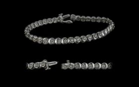 9ct White Gold Diamond Set Bracelet, set