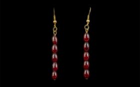 Cherry Amber Pair of Drop Earrings, each