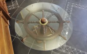 Contemporary Mahogany Ship's Wheel Table