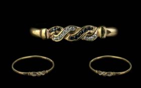 9ct Gold Hinged Bracelet, the front set
