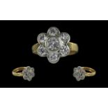 Ladies Superb 18ct Gold Diamond Set Clus