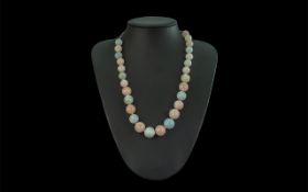 Aquamarine and Morganite Round Bead Necklace, beads of natural aquamarine, the blue 'sister' of