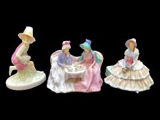 Three Royal Doulton Figures, comprising 'Afternoon Tea' HN 1747, 'Day Dreams' HN1731, and 'Tom,