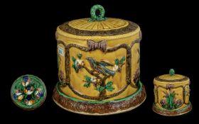 A Majolica Cheese Dome and Stand in the George Jones Style 9 inches in height and 10 inches