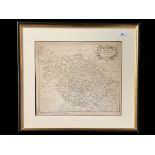 Vintage Framed Map of West Riding, Yorkshire, mounted, framed and glazed, image measures 15'' x