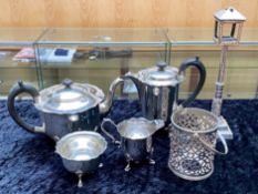 Small Collection of Quality Silver Plate, comprising a tea pot, coffee/hot water pot, milk jug and