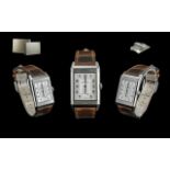 Jaeger-Le-Coultre Steel Cased Reverso Classic Duo Face Gents Wrist Watch - Ref No Q3858522. Model