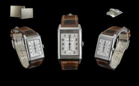 Jaeger-Le-Coultre Steel Cased Reverso Classic Duo Face Gents Wrist Watch - Ref No Q3858522. Model