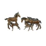 Collection of Five Brindle Beswick Horses, all marked Beswick to base, various sizes, tallest 6''