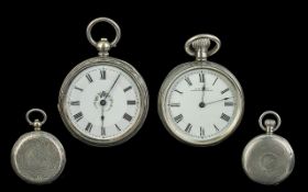 Two Ladies Antique Silver Pocket Watches, one Waltham and one other, one being key wind, the other