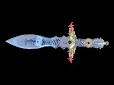 Heavy Good Quality Oriental Decorative Fantasy Display Daggers with a dragon and jewelled handle,