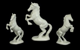 Beswick Porcelain Horse Figure Welsh Cob - Rearing, 1st Version. Painted White Colour way. Model