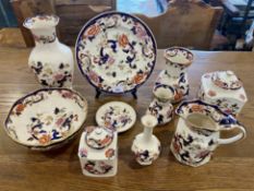 Collection of Mason's 'Mandalay' China, ten pieces in total, including vases, bowl, plates, jugs,