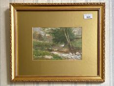 James Charles - (British 1851-1906) - Sussex River & Sheep Scene. Watercolour heightened with