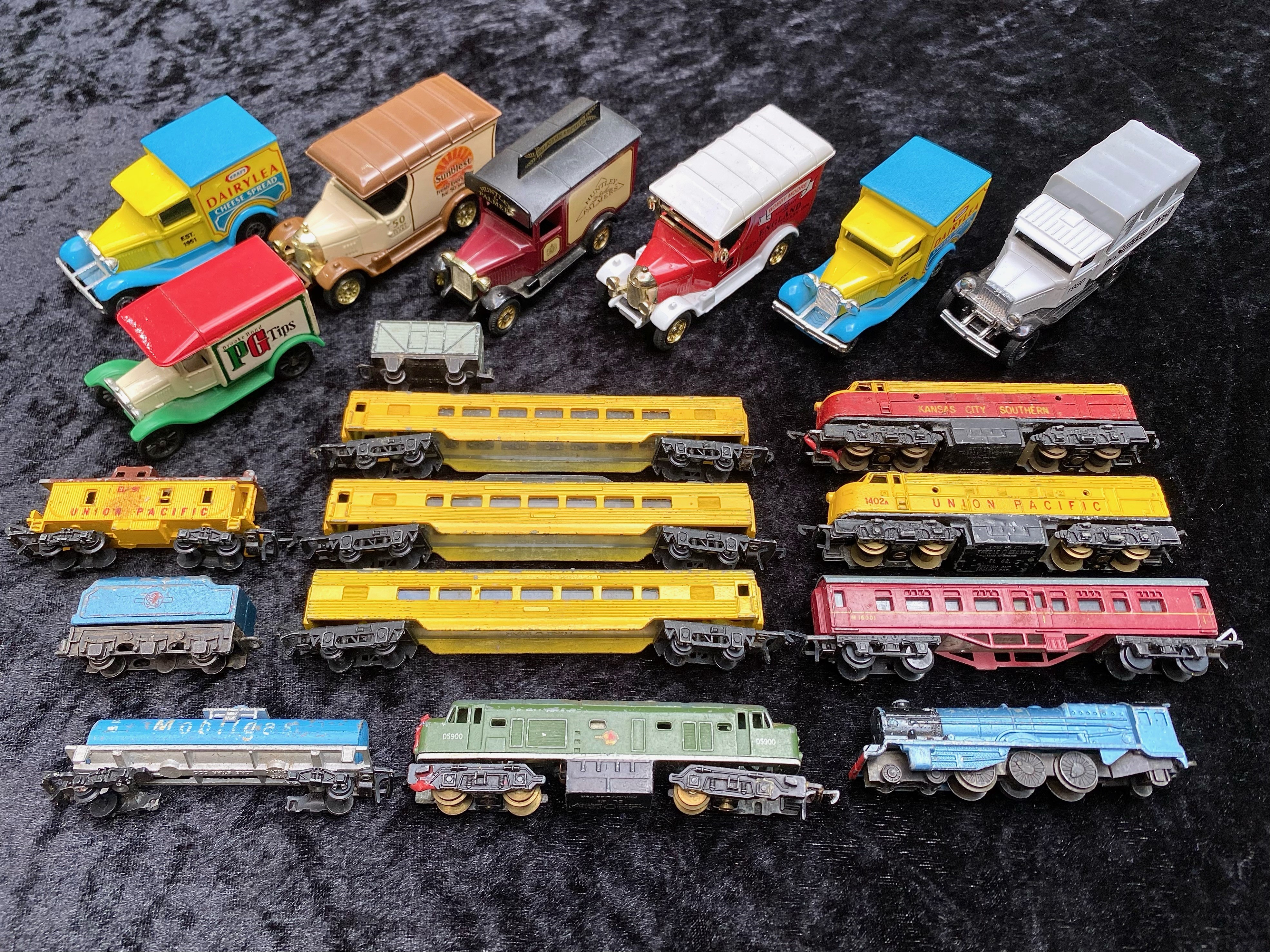 Collection of Die Case Model Vans, comprising PG Tips, Kraft Dairylea, the Sunday Post, Bobby