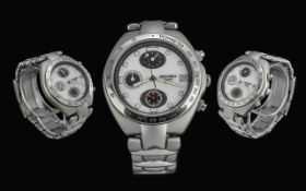 Sekonda Quartz A.T.M Stainless Steel Gents Chronograph Wrist Watch with Tachymeter. Features White