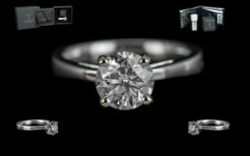 18ct White Gold Tolkowsky Ideal Cut Single Stone Diamond Set Ring. Marked 750 -18ct to Shank. The