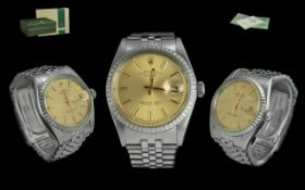 Rolex - Gents Iconic Oyster Perpetual Date / Just Chronometer Stainless Steel Wrist Watch. c.1960's.