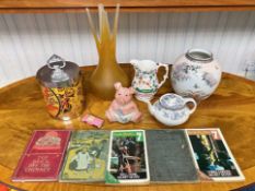 Two Boxes of Assorted Porcelain, Pottery & Collectibles, including a vintage ice bucket, a 13''