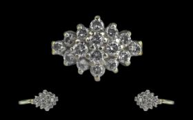 Ladies Attractive Platinum Diamond Set Cluster Ring, marked 950 to shank, hallmarked Birmingham