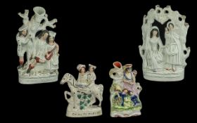 A Collection of Four Staffordshire Flat back Figures tallest 12 inches. To include, 'Going to