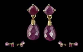 Mauve Amethyst Drop Earrings set in 9ct gold, an attractive pair of earrings with faceted mauve