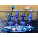 Collection of Murano Glass, including a pair of 7.5'' vases, each with a glass flower, a pair of