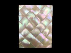 Mother-of-Pearl Card Case, turn of the century, attractive diamond style pattern measures 4'' x