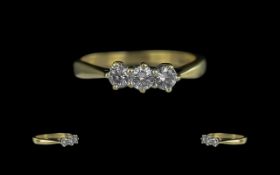 Ladies 18ct Gold 3 Stone Diamond Set Ring. Full Hallmark to Shank. The 3 Round Faceted Diamonds of